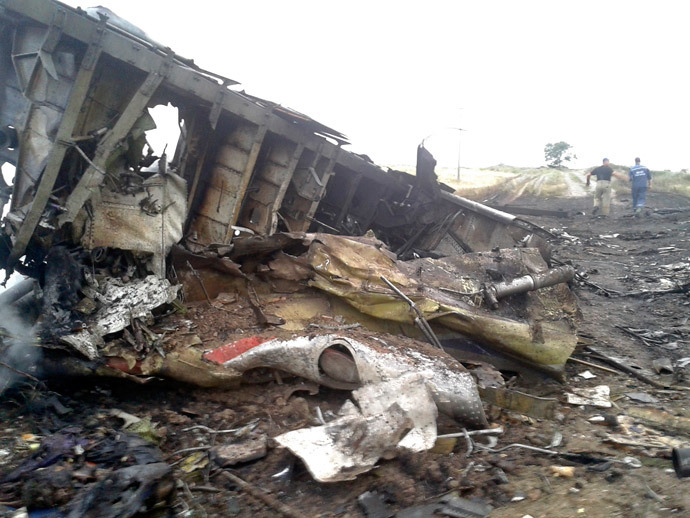 The site of a Malaysia Airlines Boeing 777 plane crash is seen in the settlement of Grabovo in the Donetsk region, July 17, 2014. (Reuters / Maxim Zmeyev)