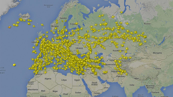 Screenshot from flightradar24.com