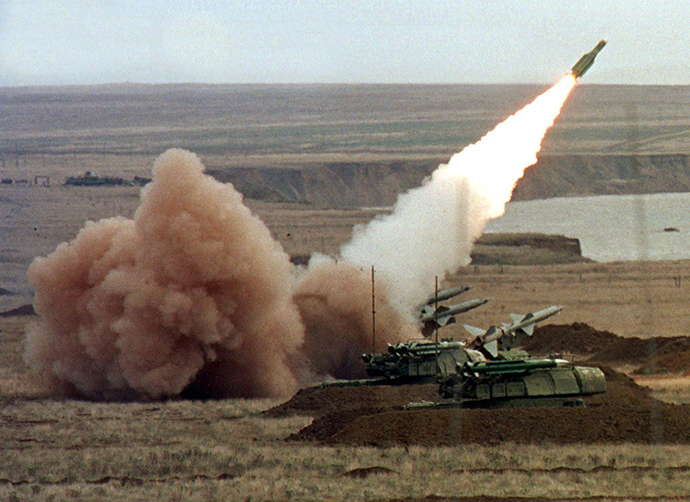 (File photo) A "Buk" anti-aircraft battery launches a ground-to-air missile (Reuters)