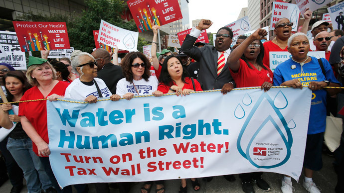 Thirsty for justice: Detroit protesters flood streets over water shutdown