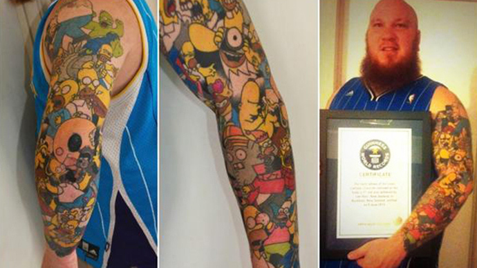 41 Homer Simpson tattoos: New Zealander sets world record