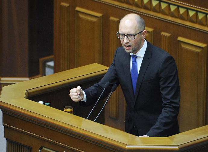 This handout picture taken and released by the Ukrainian Prime Minister Press-Service on July 24, 2014 shows Ukrainian Prime Minister Arseniy Yatsenyuk (AFP Photo / Andrew Kravchenko)