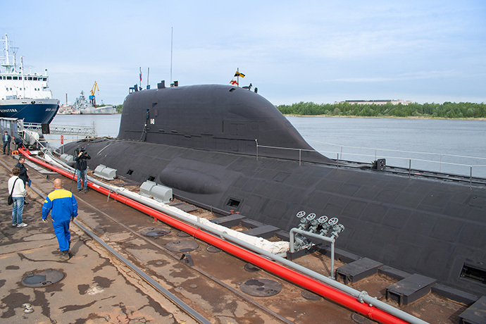 The first multirole Yasen K-560 Severodvinsk submarine by the pier of the Sevmash shipyard in Severodvinsk. (RIA Novosti)