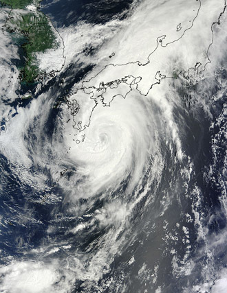 NASA's Terra satellite captured this image of Typhoon Halong on August 9, 2014 at 01:50 UTC.