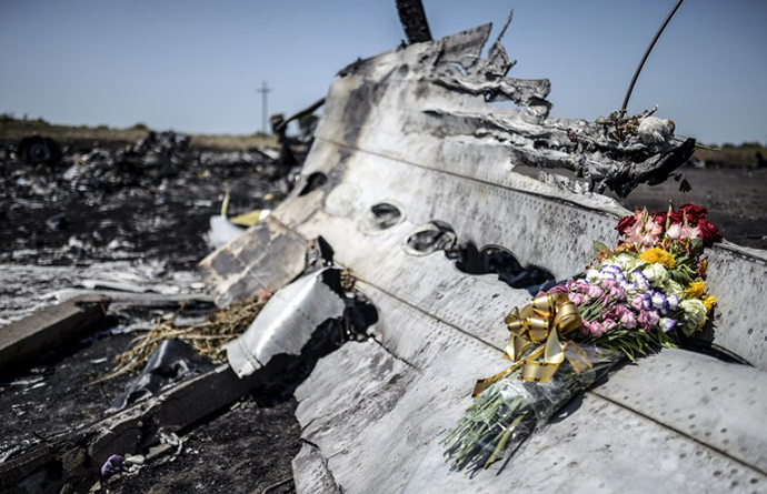 A piece of the Malaysia Airlines plane MH17, near the village of Hrabove (Grabove), in the Donetsk region. (AFP Photo / Bulent Kilic)