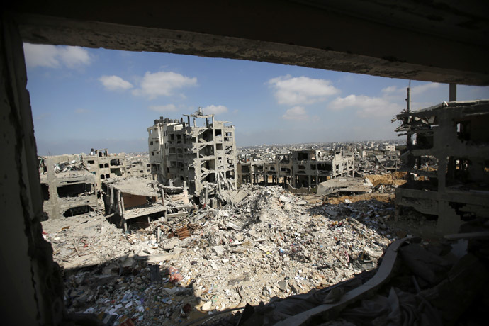 A general view shows houses in the Shejaia neighbourhood that witnesses said were destroyed in an Israeli offensive, after a ceasefire was declared, in the east of Gaza city August 27, 2014. (Reuters/Suhaib Salem)
