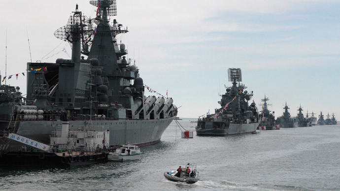 Russian Navy vessels are anchored in a bay of the Black Sea port of Sevastopol in Crimea.(Reuters / Stringer)