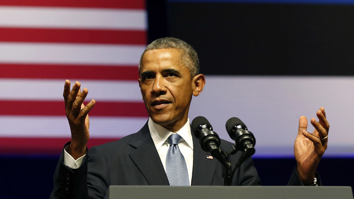U.S. President Barack Obama gestures as he talks at the Nordea Concert Hall in Tallinn September 3, 2014. (Reuters/Larry Downing)