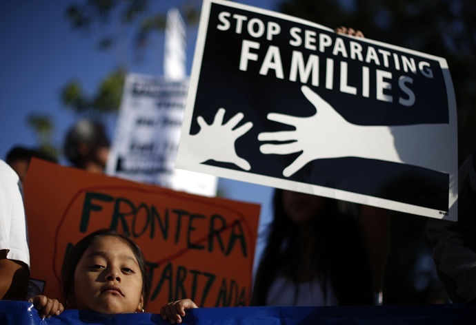 Yoselin Cano, 5, takes part in a vigil for immigrant rights in Los Angeles on August 7, 2014. (Reuters/Lucy Nicholson)
