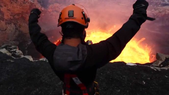 ‘Window into hell’: Death-defying journey into lava filled volcano (VIDEO)
