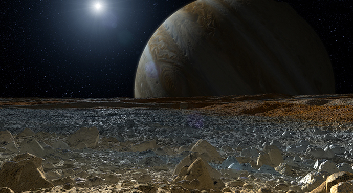 Artist's concept of Jupiter's icy moon Europa. Image credit: NASA/JPL-Caltech