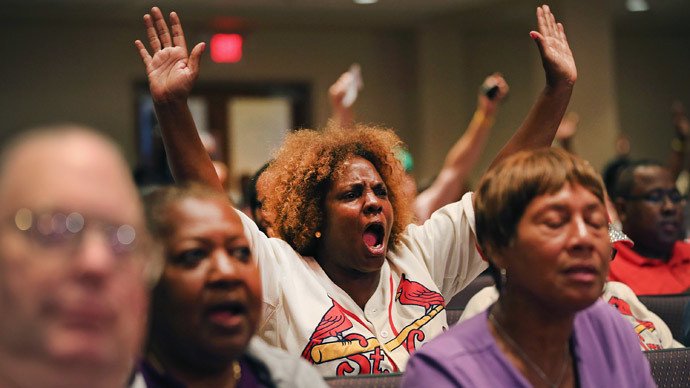 Ferguson public meeting erupts in anger and accusations