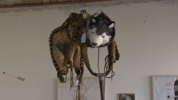 training spacesuit of Belka and Strelka (still from RT video)