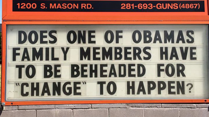 ​Texas gun shop stirs controversy with ‘Obama family beheading’ sign