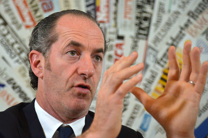The president of the Veneto region, Luca Zaia gives a press conference on the vote for the independence of the region, on March 19, 2014 in Rome. (AFP Photo / Alberto Pizzoli)