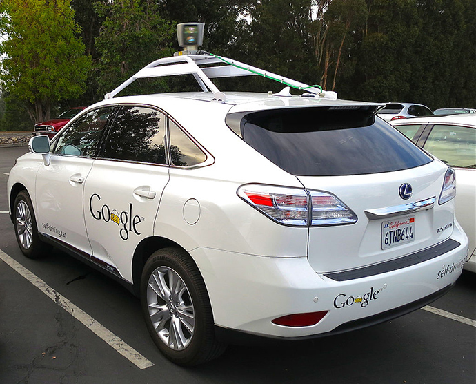 Lexus RX450h retrofitted as a Google driverless car (Image from wikipedia.org)