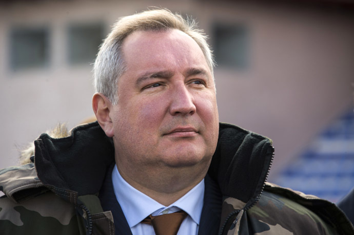 September 17, 2014. Russian Deputy Prime Minister Dmitry Rogozin at the testing grounds of the Geodeziya scientific research institute in Krasnoarmeisk. (RIA Novosti/Sergey Guneev)