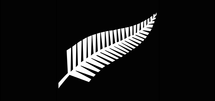 A Silver Fern flag, a proposed new New Zealand flag (image from wikipedia.org by Bamse)