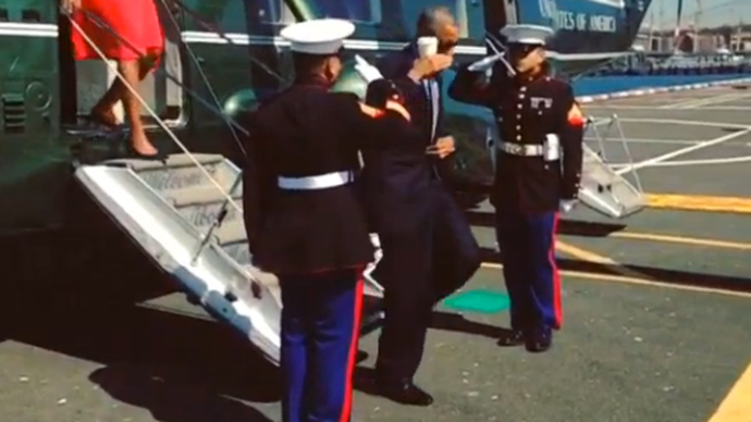 #LatteSalute: Obama under fire for saluting marines with coffee cup in hand