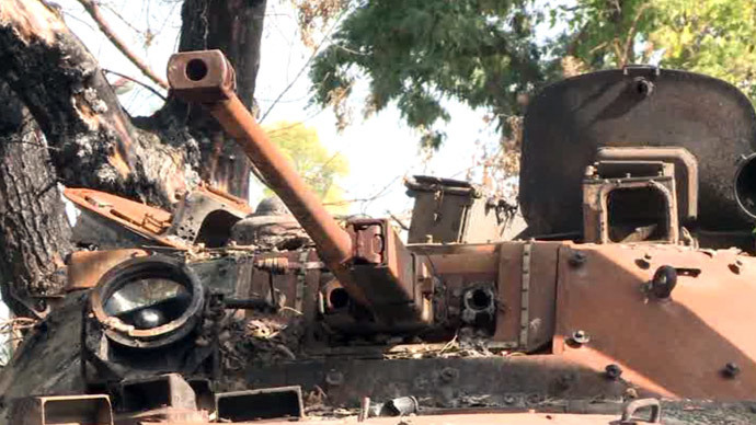 Khryashchevatoe village, Lugansk region.(Screenshot from RT video)