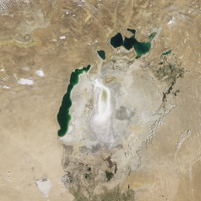 The Aral Sea in 2009 (NASA Earth Observatory)