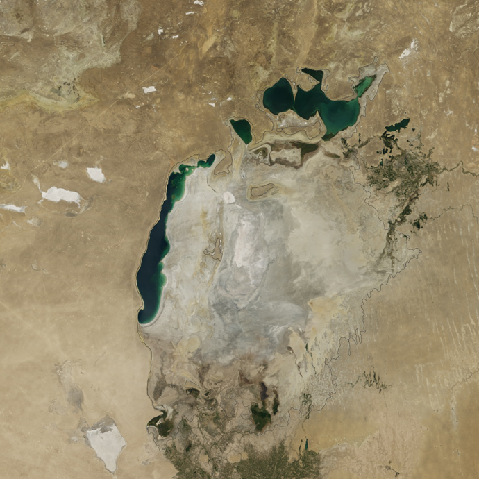 The Aral Sea in 2014 (NASA Earth Observatory)