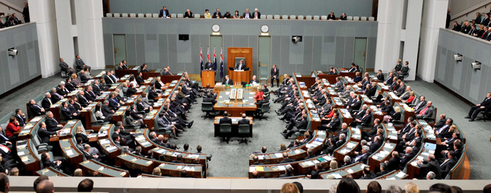 The Australian parliament in the House of Representatives chamber at Parliament House in Canberra (AFP Photo/Alan Porritt)