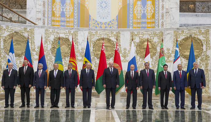 Russian President Vladimir Putin in Minsk, Belarus with leaders from the Commonwealth of Independent States. Reuters/Vasily Fedosenko