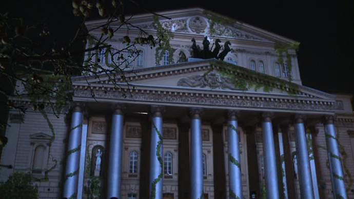 Around the World, a light projectin show on the facade of the Bolshoi Theatre in Moscow (RIA Novosti / Evgeny Biyatov)