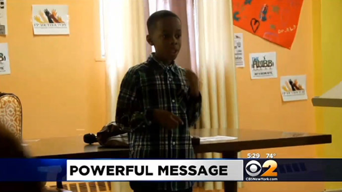 Third-grader's anti-violence speech interrupted by deadly gunfire
