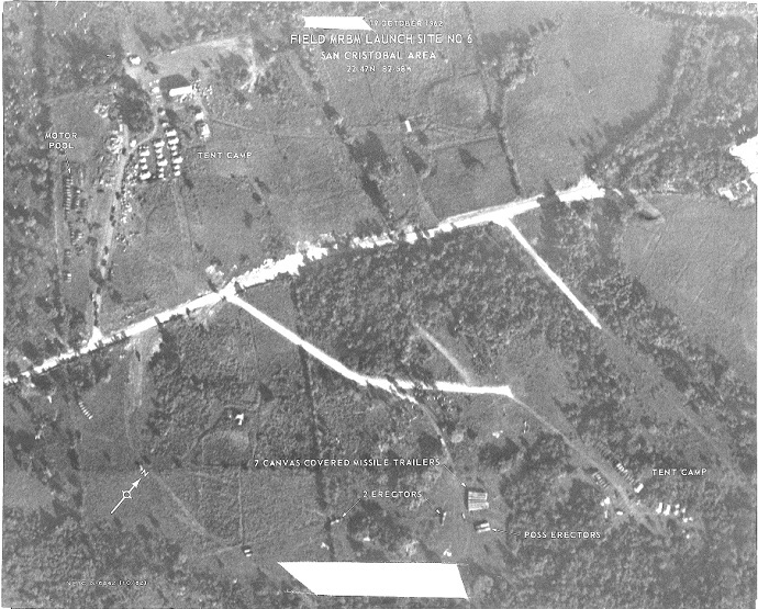 Soviet troop presence near missile positions in the San Cristobal area of Cuba during the Cuban Missile Crisis (Image from National Geospatial-Intelligence Agency)