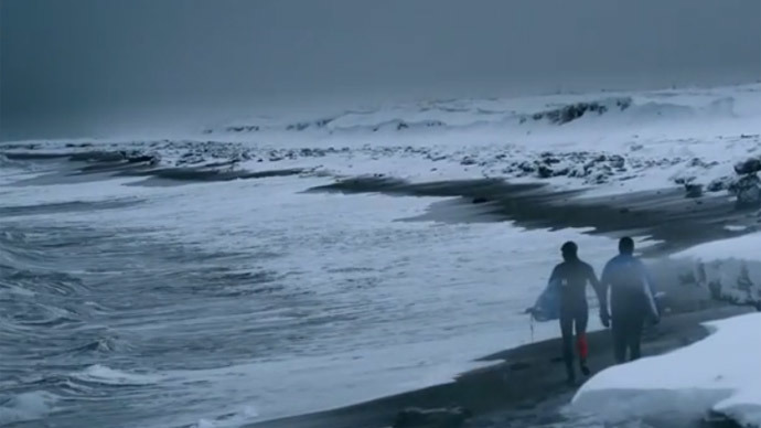 Screenshot from Video "Surf in Siberia" part one "Winter" from Liberty Films studio.