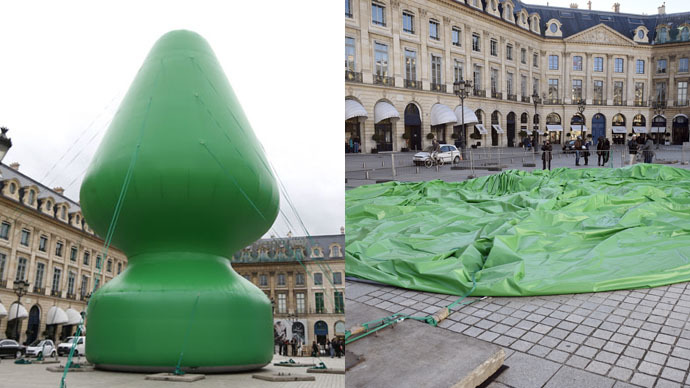 XXXmas redacted: Artist removes giant ‘sex toy’ Christmas tree in Paris