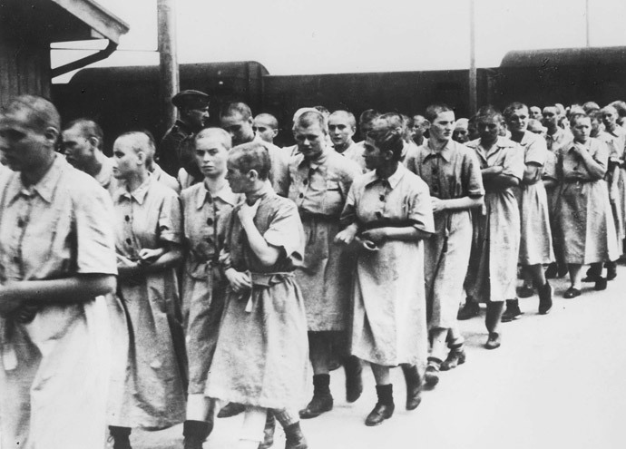 A photo of women deemed fit for work, taken in May 1944 in the Auschwitz-Birkenau extermination camp, in Oswiecim, after the camp absorption process. (AFP Photo / Yad Vashem Archives)