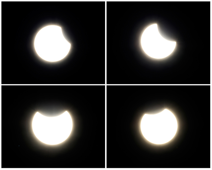 A partial solar eclipse is shown in a combination of photographs from San Diego, California October 23, 2014 (Reuters / Mike Blake)