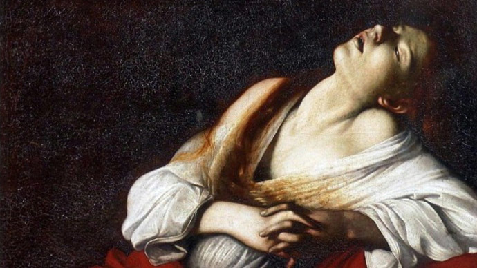 "Mary Magdalene in Ecstasy" from private collection attributed by Gregori to Caravaggio. Photo: LA REPUBBLICA