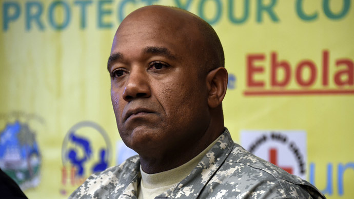 US Major General Darryl Williams, commander of the US military's Operation United Assistance, holds a press conference about the Ebola virus at the US embassy in Monrovia on September 25, 2014. (AFP Photo)