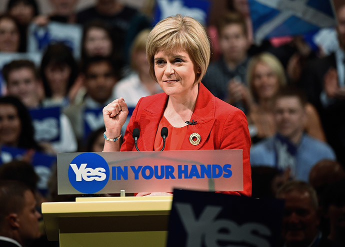Deputy First Minister of Scotland Nicola Sturgeon speaks at a 'Yes' campaign rally in Perth, Scotland September 17, 2014. (Reuters/Dylan Martinez)