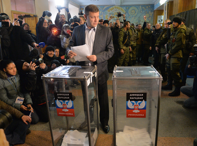 Prime Minister of Donetsk Peopleâs Republic, Aleksandr Zakharchenko, casting his vote. RIA Novosti / Aleksey Kudenko