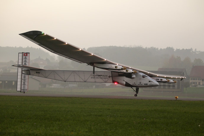 The solar-powered Solar Impulse 2 experimental aircraft (Reuters/Pierre Albouy)