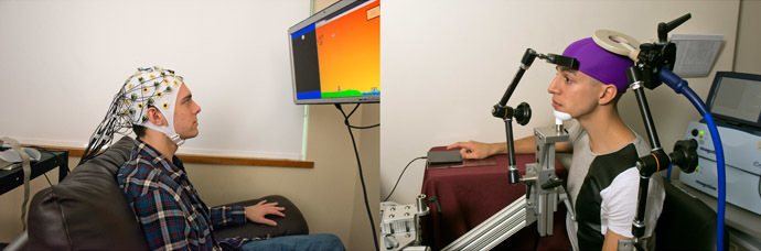 Students during a brain-to-brain interface demonstration (Image from the press-release, Mary Levin, UW)