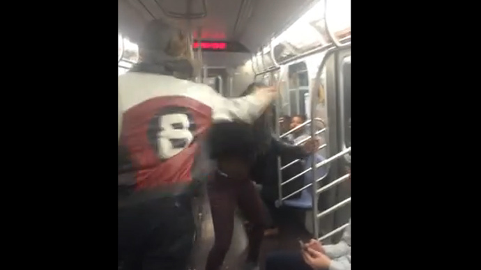 Epic brawl on NYC subway goes viral after 'man slaps soul out of girl' (VIDEO)