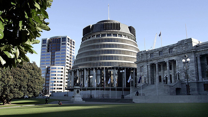 Parliament buildings comprising Bowen House (L), the Beehive (C) and old Parliament buliding (R) in Wellington. (Reuters)