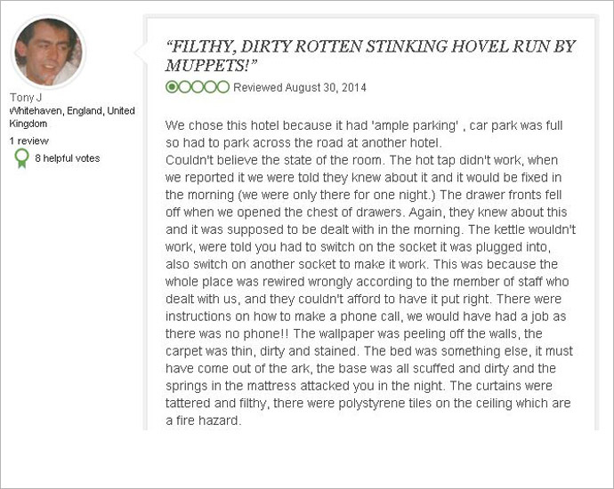 Jenkinson's review on TripAdvisor, posted August 30, 2014.