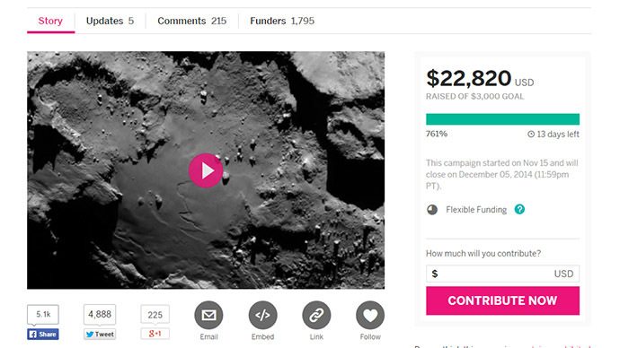 Screenshot from Indiegogo.com