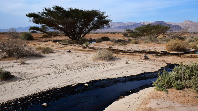 Crude oil streams through the desert in south Israel, near the village of Beer Ora, north of Eilat, December 4, 2014. (Reuters / Yehuda Ben Itach)