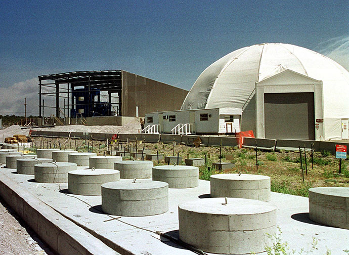Facilities used to store low-level radioactive waste at the Los Alamos National Laboratory. (AFP Photo/Paul Buck)