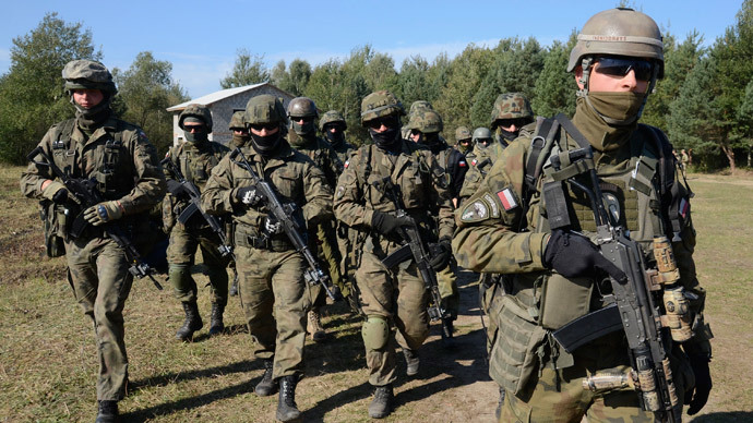 Polish servicemen take part in military exercises outside the town of Yavoriv near Lviv.(Reuters / Roman Baluk)