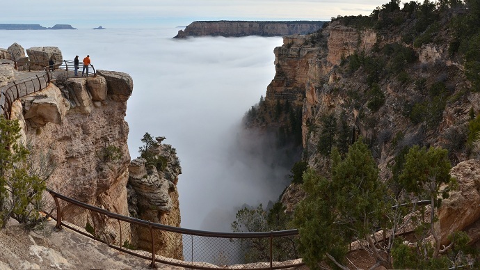 Grand Canyon covered by sea of clouds in amazing weather event (VIDEO, PHOTOS)