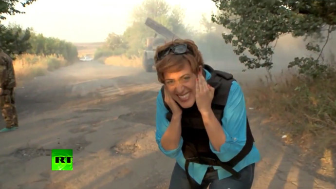 RT's Paula Slier reporting from Eastern Ukraine. Still from RT video